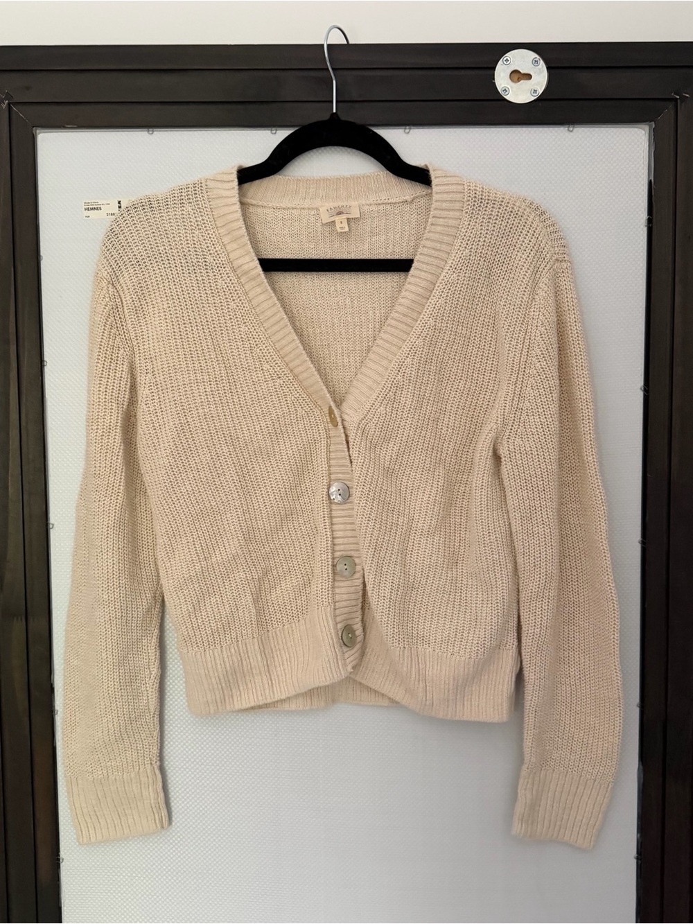 Faherty Cream V-Neck Button Front Cardigan